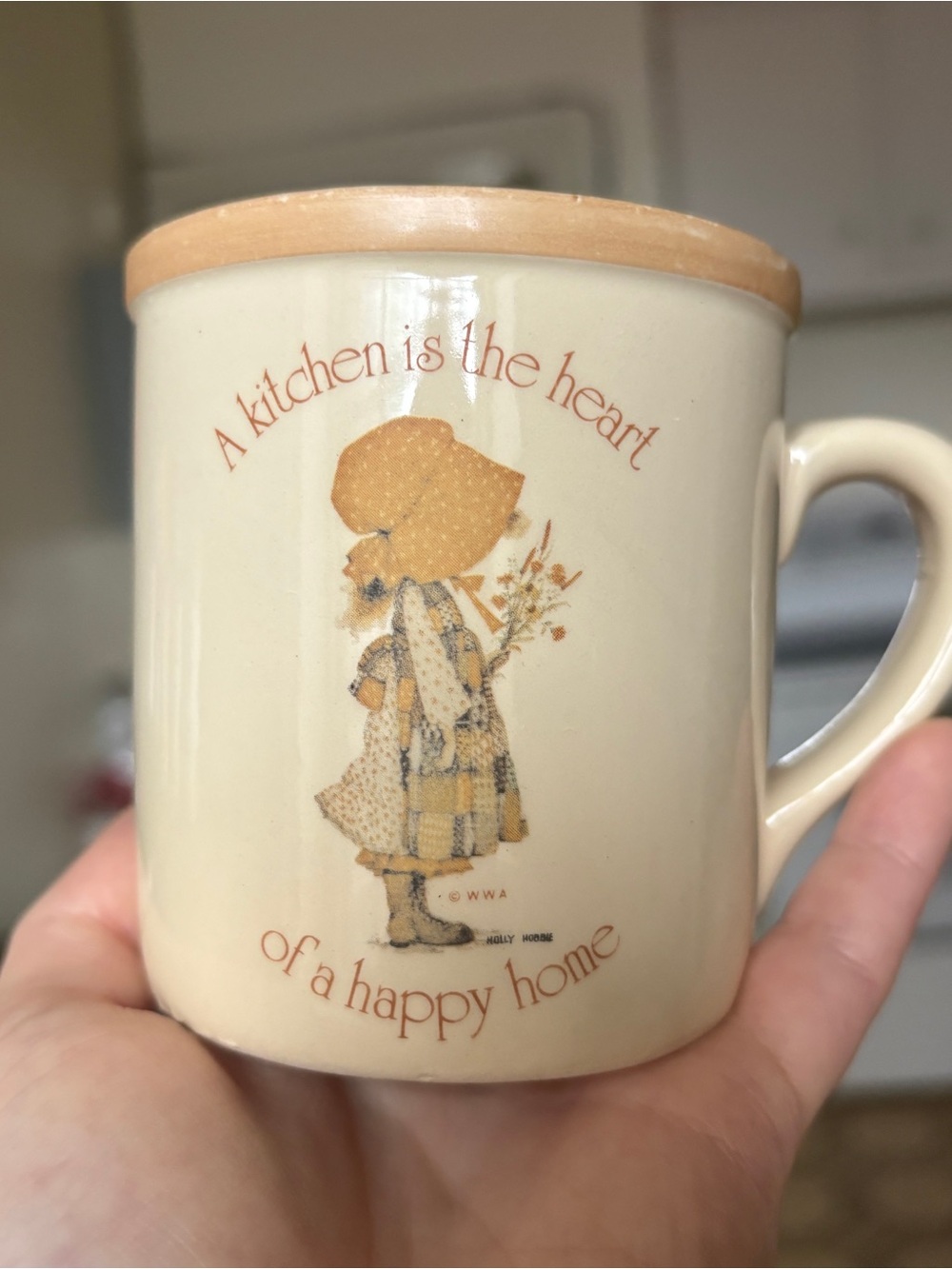 Vintage 70s Holly Hobbie Country Living Earthenware Kitchen Ceramic Coffee Mug